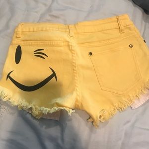 yellow winky face shorts